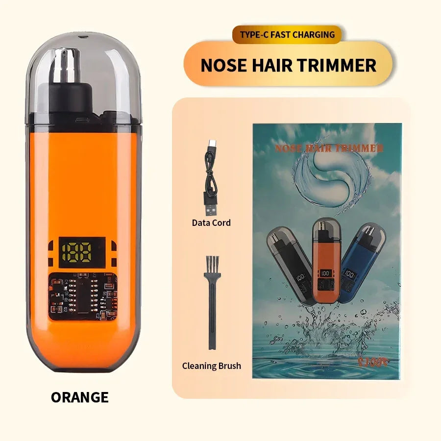 2-in-1 Electric Portable Ear & Nose Hair Trimmer Clipper – Professional Painless Grooming Tool for Men