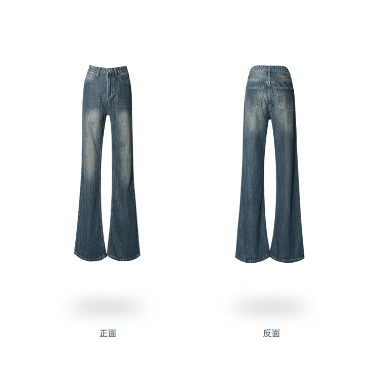 Flare Jeans Pants Women Vintage Denim Ladies Jeans High Waist Fashion Pocket Trousers Wide Leg Jeans
