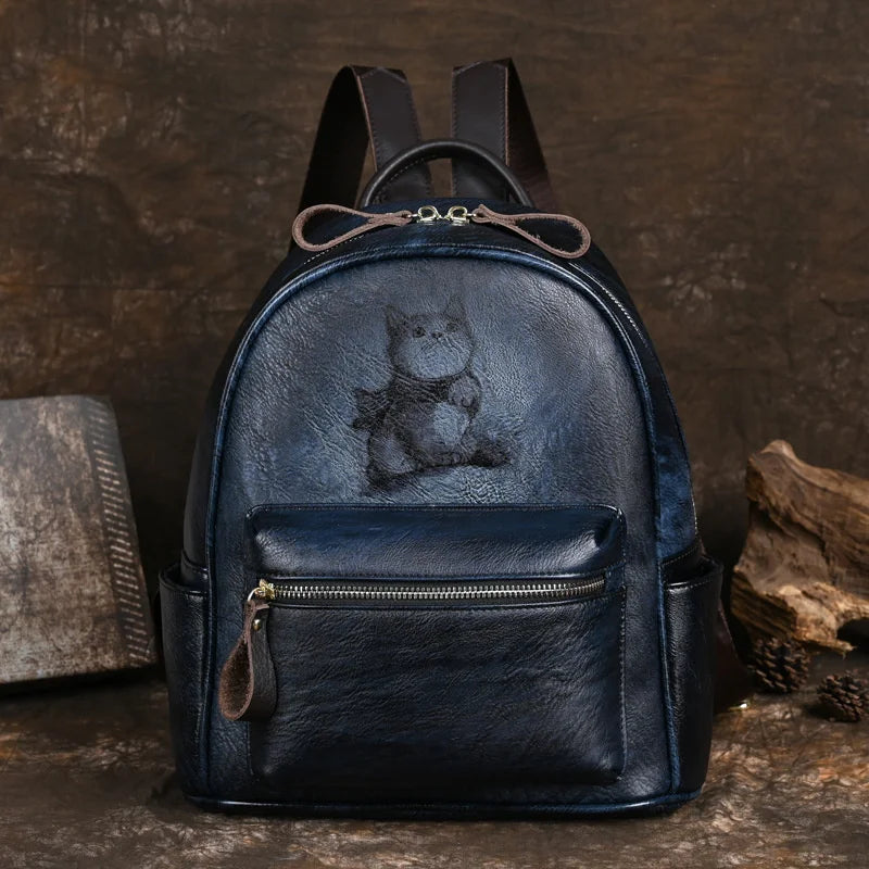 MOTAORA 2025 New Retro Backpacks For Women Bags Designer Hand-painted Genuine Leather Luxury Girls School Backpack Woman Bagpack