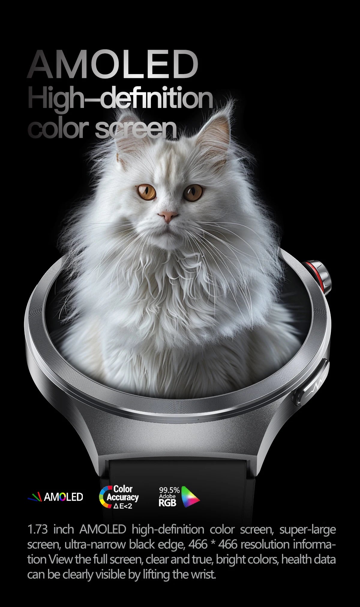 LIGE 2025 ECG Smart Watch Men 1.73” AMOLED Screen Emotional Detection Fatigue Monitoring Watches NFC Access Control Smartwatch