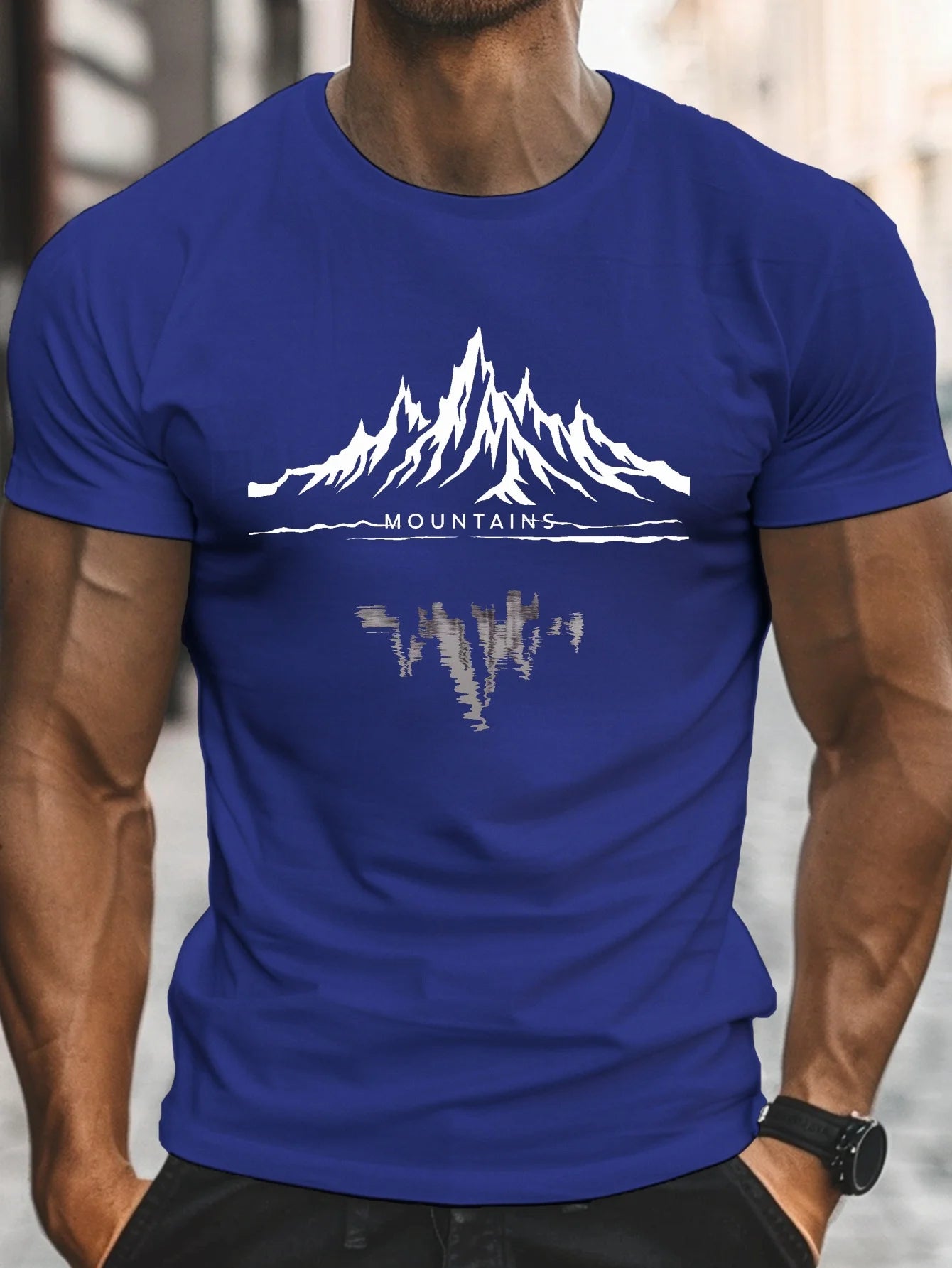 Men’s Summer 100% Cotton Casual T-Shirt Mountain Print | Loose Fit | Breathable Comfort