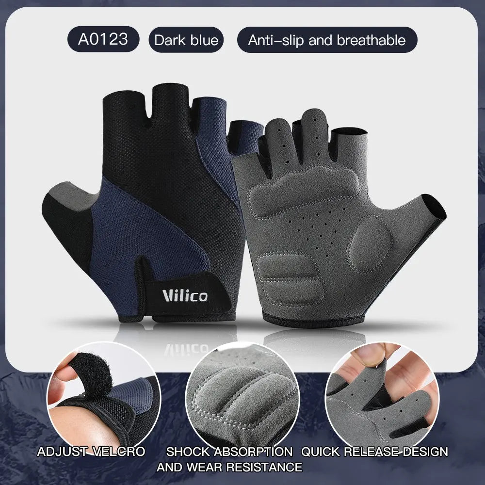 Cycling Gloves Breathable And Wear-Resistant Riding Short Finger Gloves,Outdoor Running Gloves For Spring And Summer Sports