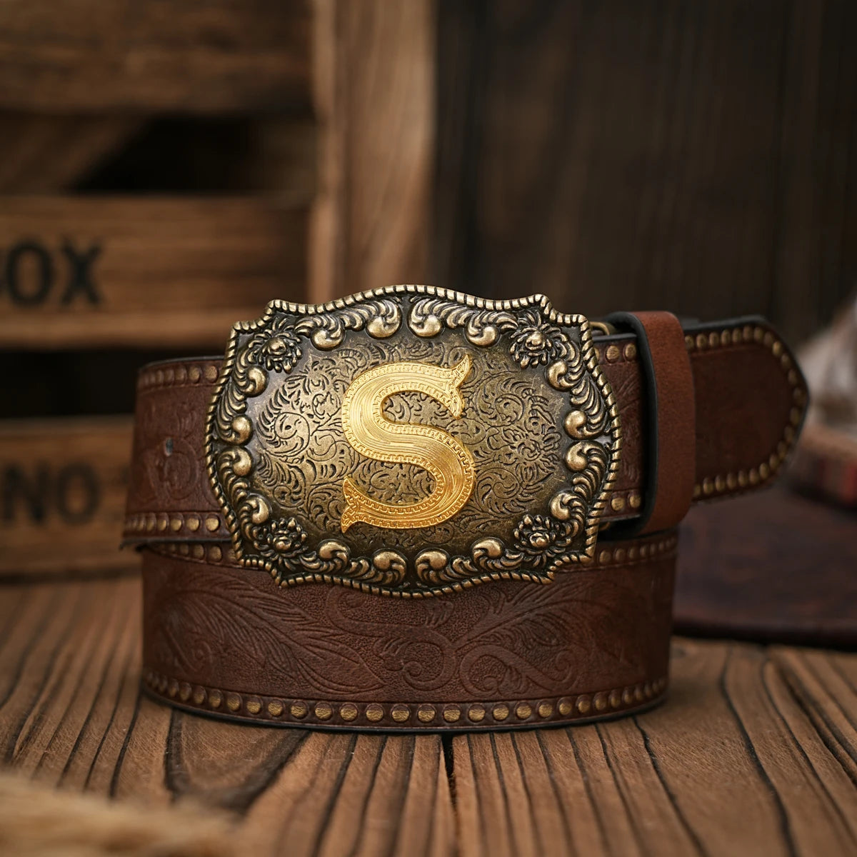 Vintage style PU Leather Western Denim Belt Classic Letter buckle - 3.8 cm wide, durable and stylish for men and women - perfect