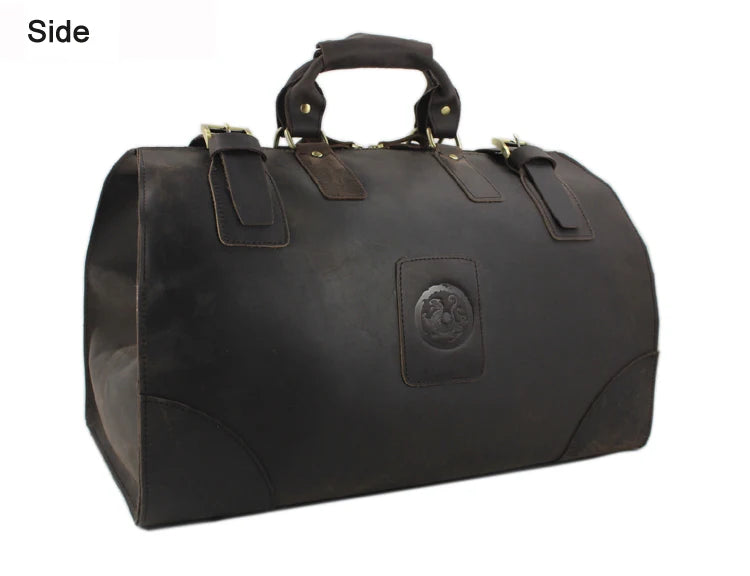 MUNUKI Vintage Crazy Horse Genuine Leather Travel bag Large Luggage bag men Leather duffle bag Large Weekend Bag Tote Big