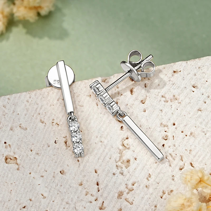 Lnngy Pendientes Plata 925 Sterling Silver Stud Earring for Women Mini 2mm Moissanite Earrings Fashion Tassel Jewelry Gift