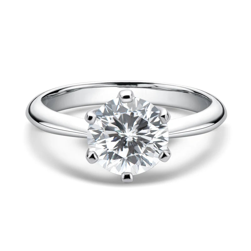 Lnngy 8MM 2CT Moissanite Ring With Certificate 925 Sterling Silver Solitaire Rings for Women Girls Sparkling Wedding Bands Gift