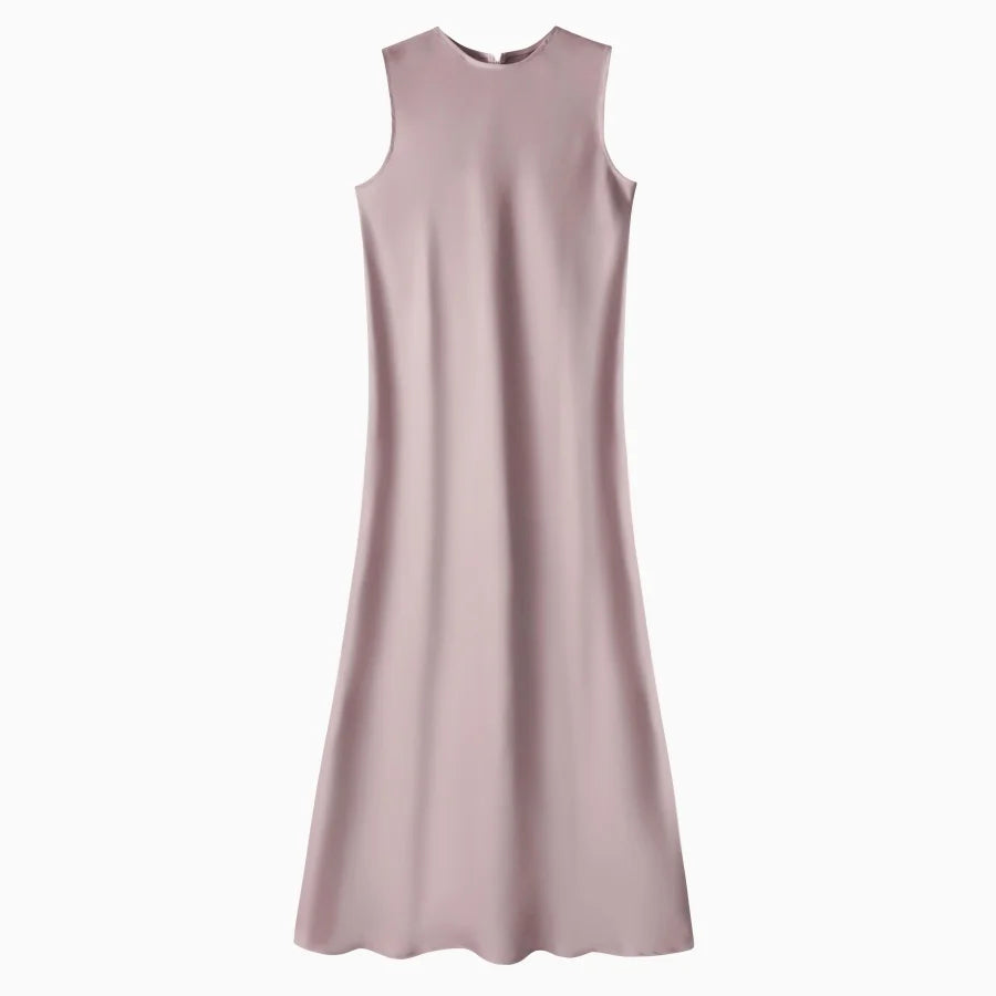 AS 2025 Spring/Summer Elegance Satin Maxi Dress & Knitted Top Set