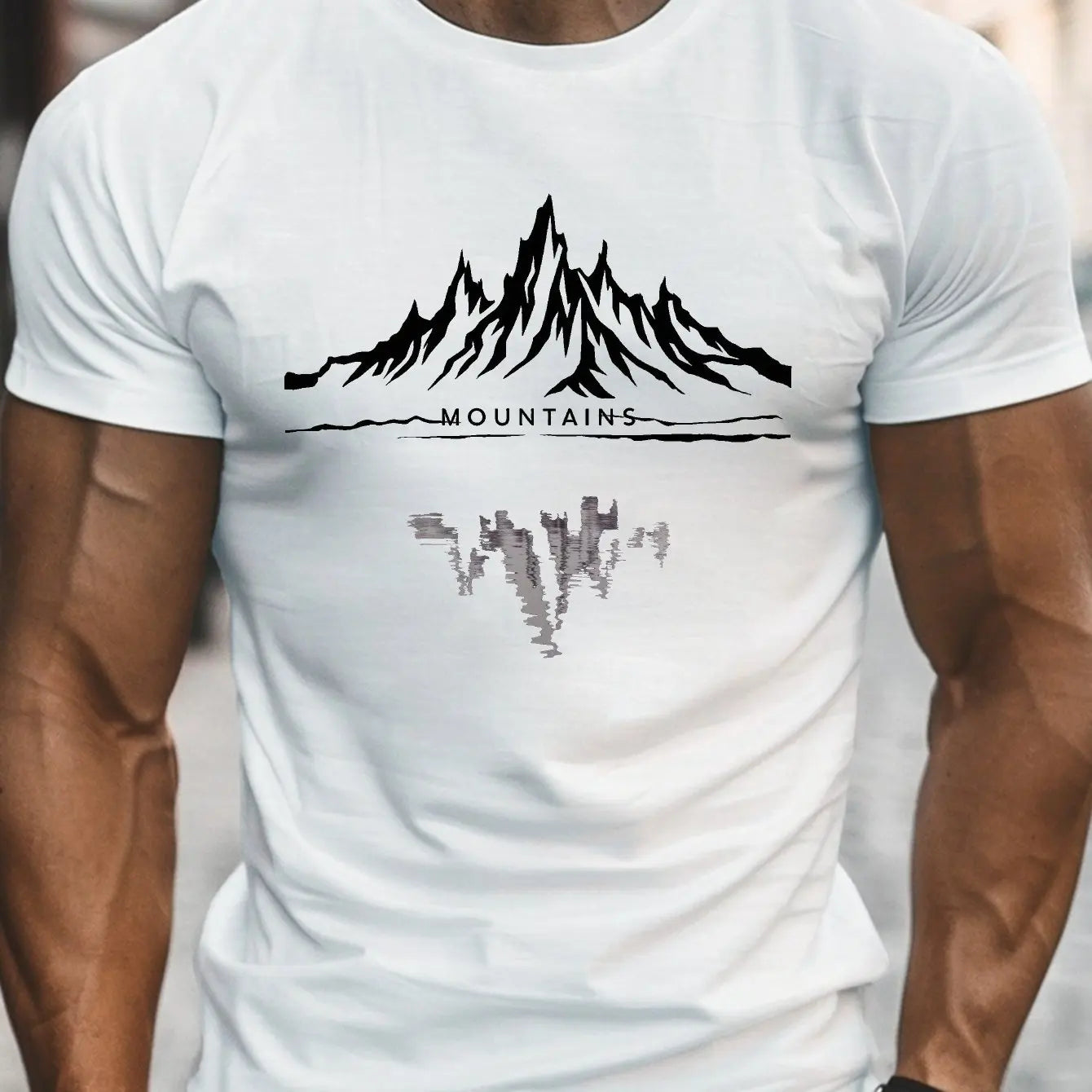 Men’s Summer 100% Cotton Casual T-Shirt Mountain Print | Loose Fit | Breathable Comfort