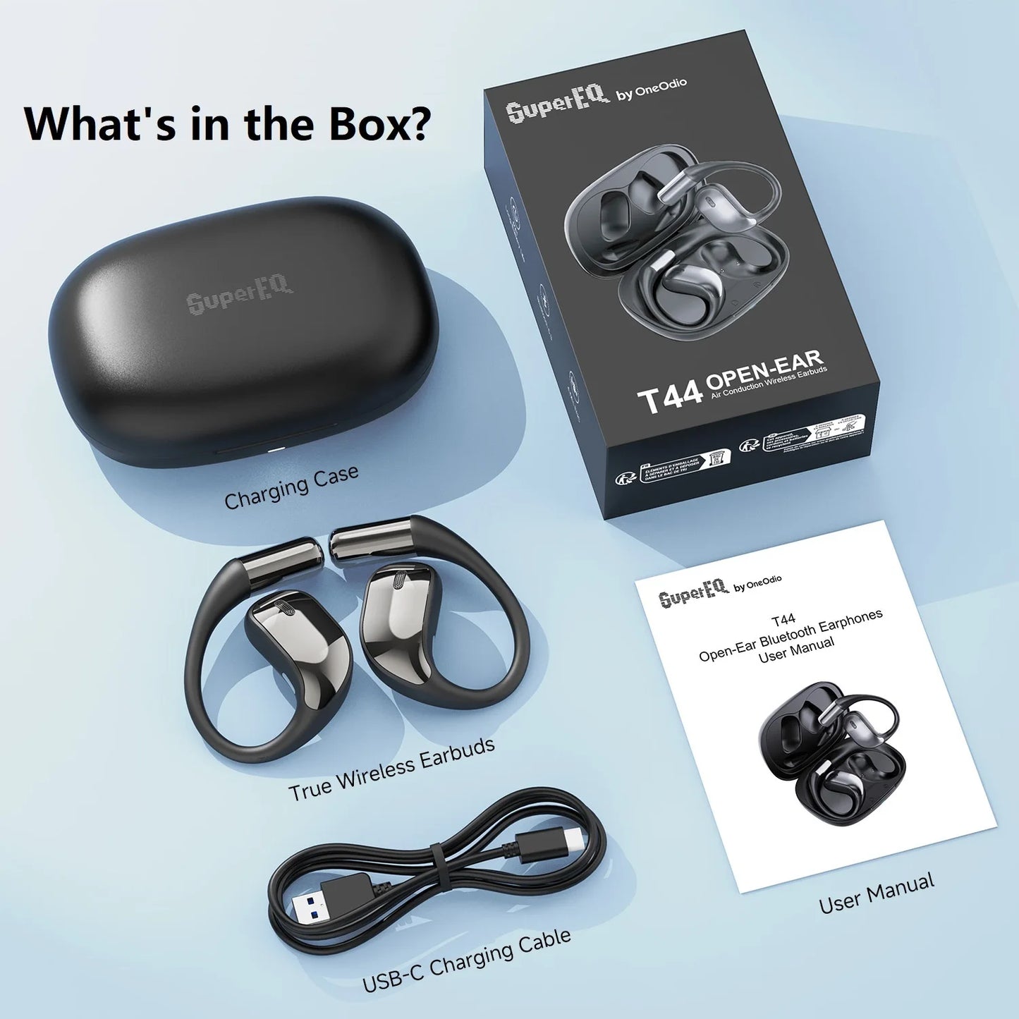 Oneodio SuperEQ T44 Open Ear Earphones Wireless Bluetooth 5.3 Headphones Air Conduction Sports Earbuds With 4 ENC Mic Bass OWS