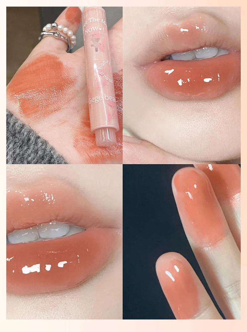 Gege bear flower words honey lipstick moisturizing mirror gloss jelly love lipstick lipstick pen