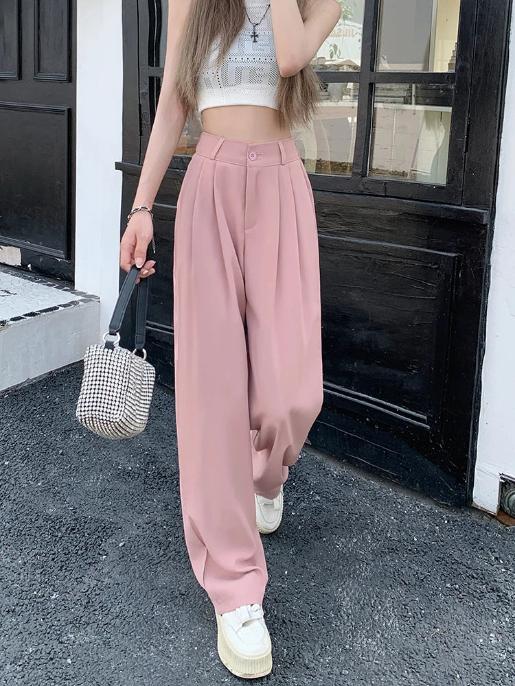 plus Size Women's Casual Wide Leg Pants High Waist Slimming Trousers Versatile Spring Faion Korean Sle Commute Pants