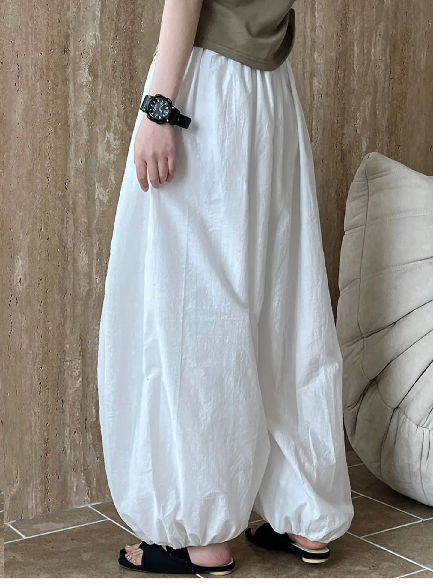 Oversized Bloomers 2025 New Summer Elegant Fashion Women Lantern Pants Casual Loose Breathable Cotton Wide Leg Pants