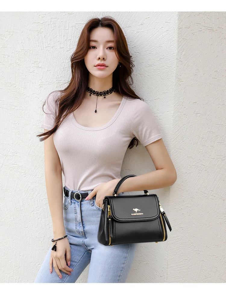 High Quality Soft Leather Tote Bag Fashion New Solid Ladies Purses and Handbags Large Capacity Shoulder Croosbody Bag for Women