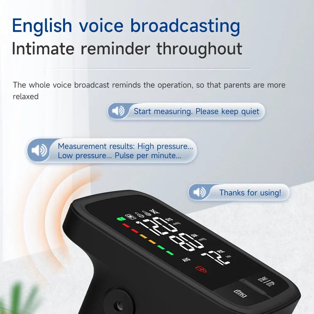 🩺 Yongrow Voice Portable Upper Arm Blood Pressure Monitor,LED Display | Rechargeable | Digital Tonometer | Voice Broadcast | Arm Sphygmomanometer