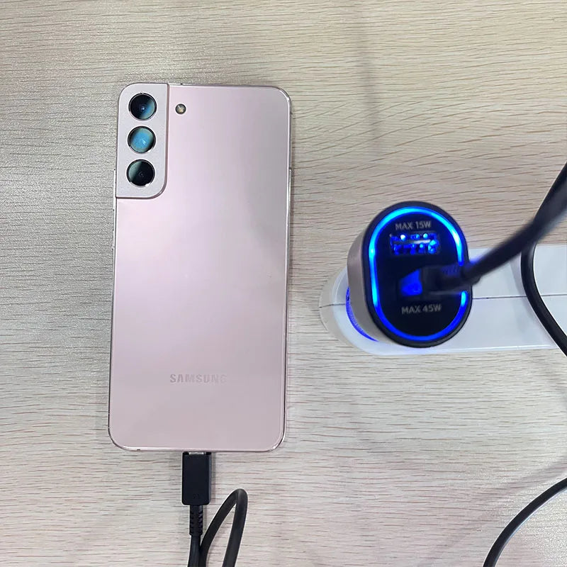 60W Samsung USB Type C Car Charger PD Super Charging Galaxy S25 S24 S23 S22 Ultra 45W 15W Charger Samsung Z Fold 5 4 Flip in Car