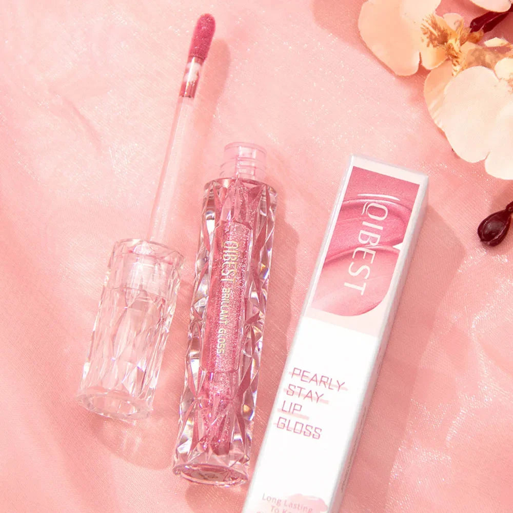 QIBEST Diamond Liquid Lipstick Moisturizing Lasting Purple Sparkling Waterproof Lip Gloss Matte Glitter Lipstick Korean Makeup