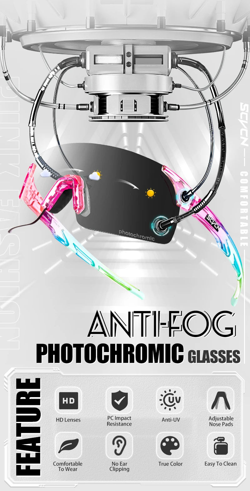 SCVCN New MTB Anti Fog Photochromic Sunglasses Men Outdoor Anti-fog Cycling Glasses Bicycle Women Bike MTB UV400 Sports Eyewear