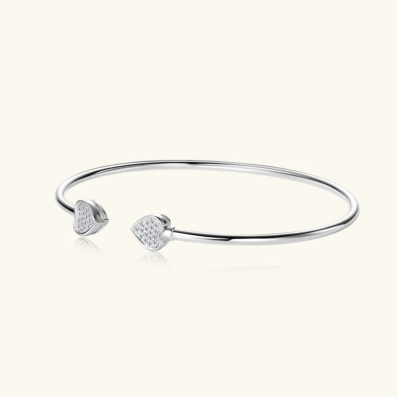Lnngy Sparkling Moissanite Bracelets For Women Girl Original and Pure 925 Sterling Silver Cuff Bracelet Open Wrist Jewelry Gift