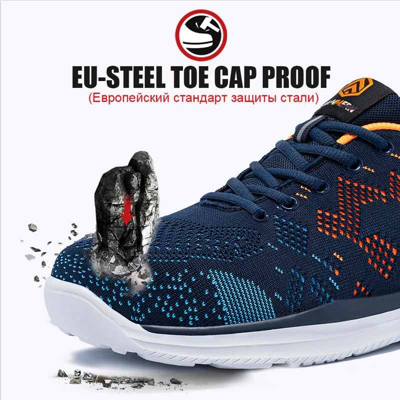 LARNMERN Safety Shoes for Men Puncture Proof Steel Toe Work Shoes Anti-slip Construction Sneakers