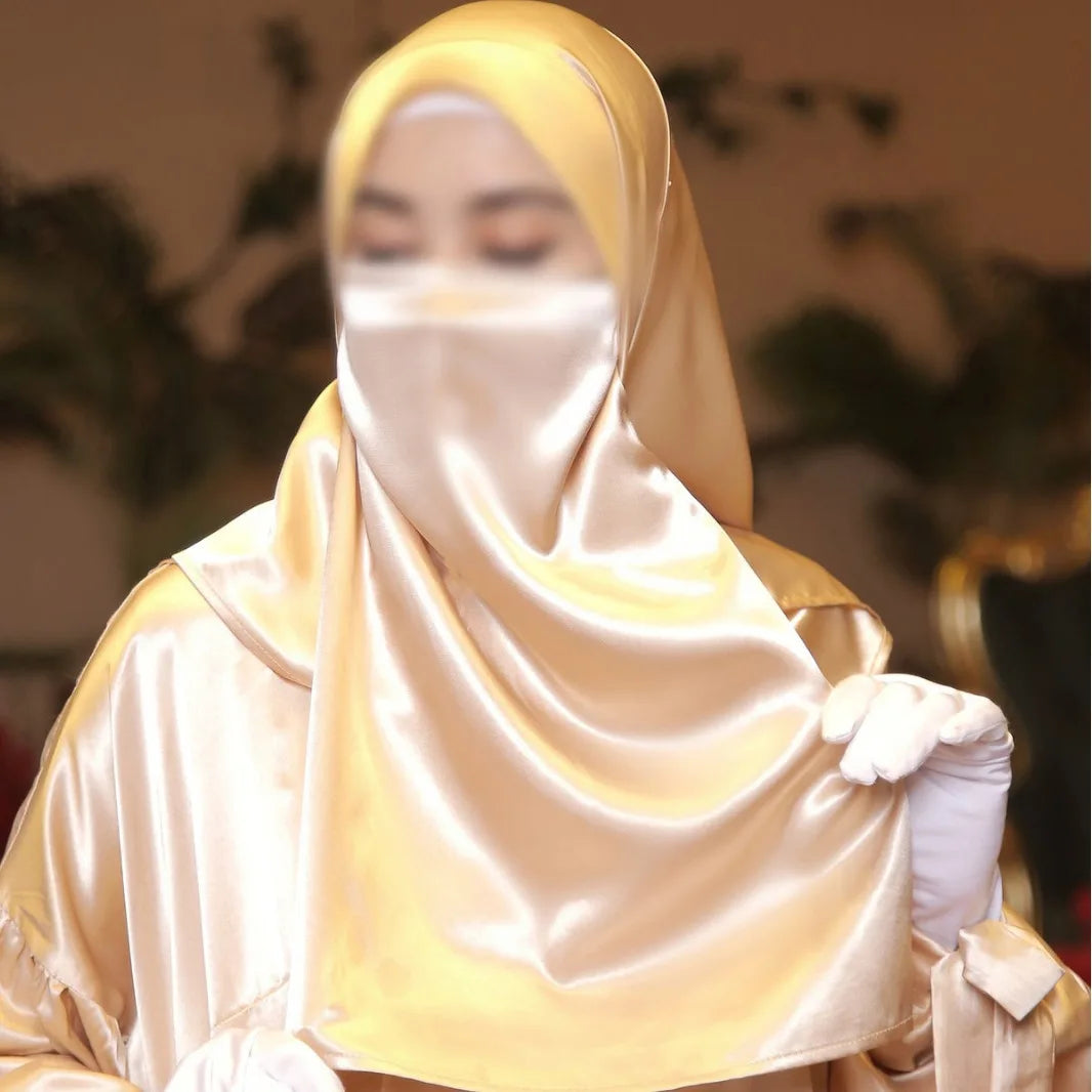 Muslim hijab for women Islamic hijab solid color satin hijab Islamic face scarf Arab Headband Breathable