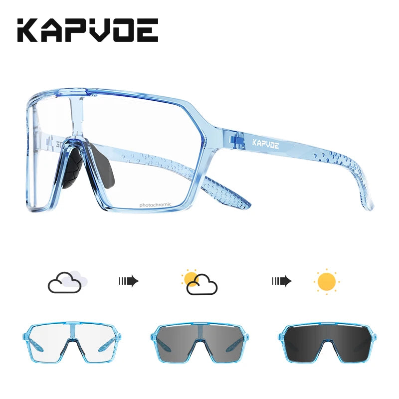 Kapvoe Photochromic Cycling Glasses Baseball Sunglasses UV400 MTB Mountain Bike Transition Bicycle for Women Sports Eyewear