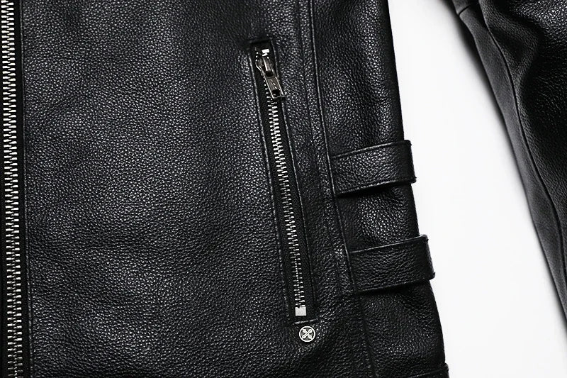 2025 New Embroidery Skull Fashion Genuine Leather Jacket Men's Natural Cowhide Motorcycle Jacket Slim Moto Coat Size S-6XL