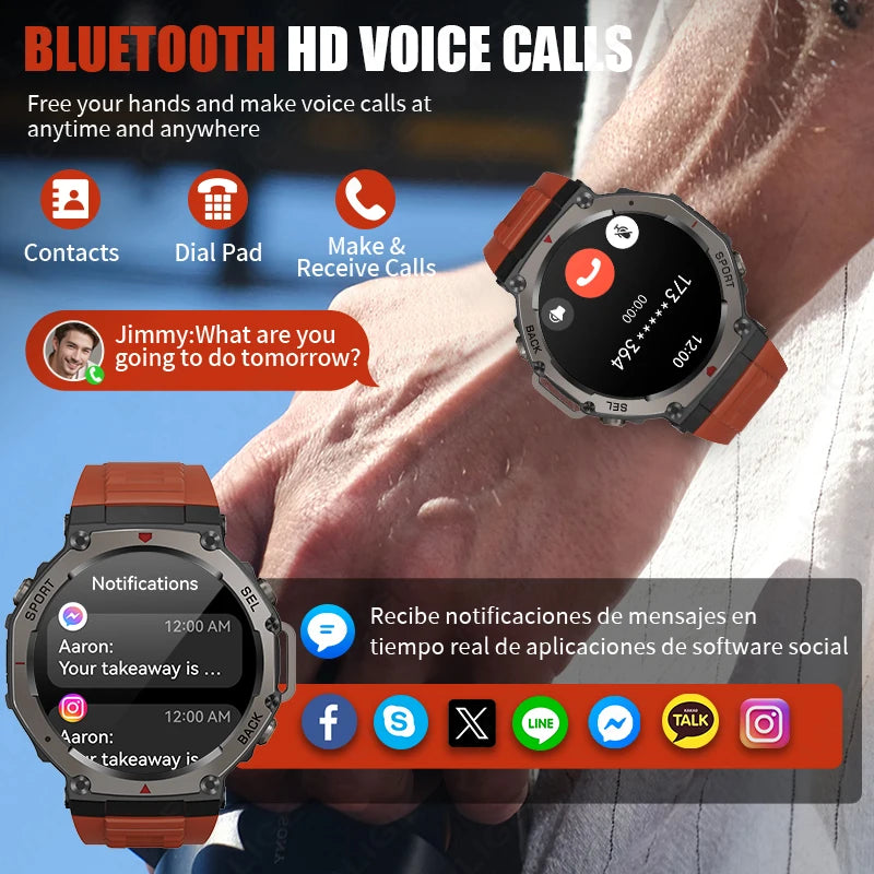 LIGE Fashion Smart Watch Bulit-in GPS Compass Altimeter Barometric 5ATM Waterproof AMOLED Screen Bluetooth Call Sport Smartwatch