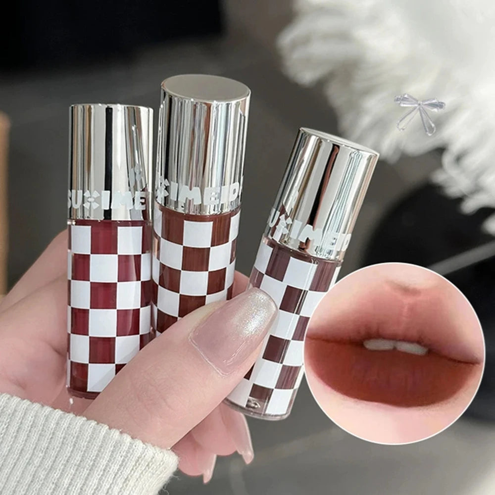 Punk Dark Red Lip Gloss Waterproof Lasting Matte Lipstick Smoky Nude Purple Matte Lipstick Natural Chocolates Lip Tint Makeup
