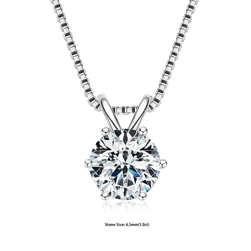 RAPRGOLD GRA Certified 0.5-5ct Moissanite Pendant Necklaces 925 Sterling Silver Solitaire Necklace Chain For Women Jewellry Gift