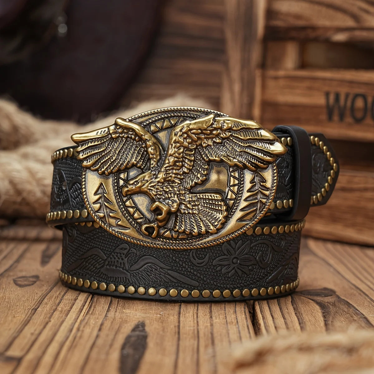 Men - Women - Western Denim - pu leather - Belt - Vintage jeans with needle buckle brown belt