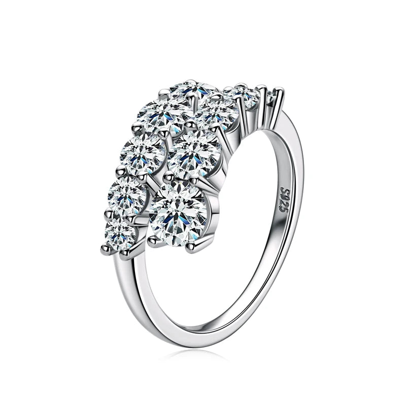 Lnngy Adjustable Rings for Women 925 Sterling Silver Sparking Round Cut Moissanite Ring Engagement Wedding Party Jewelry Gift