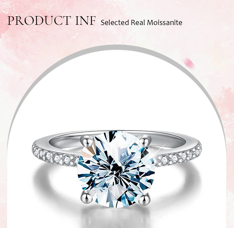 GRA Luxury 1-5ct Moissanite Diamond Rings for Women Big Solitaire Wedding Genuine Real 925 Sterling Silver Luxury Designer Jewel