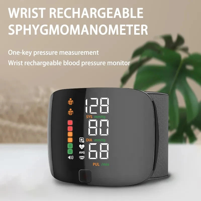 🖤 LINGKUN Wrist Blood Pressure Monitor,
LED Display | Fast Measurement | Digital Tensiometer | Heart Rate | USB Rechargeable