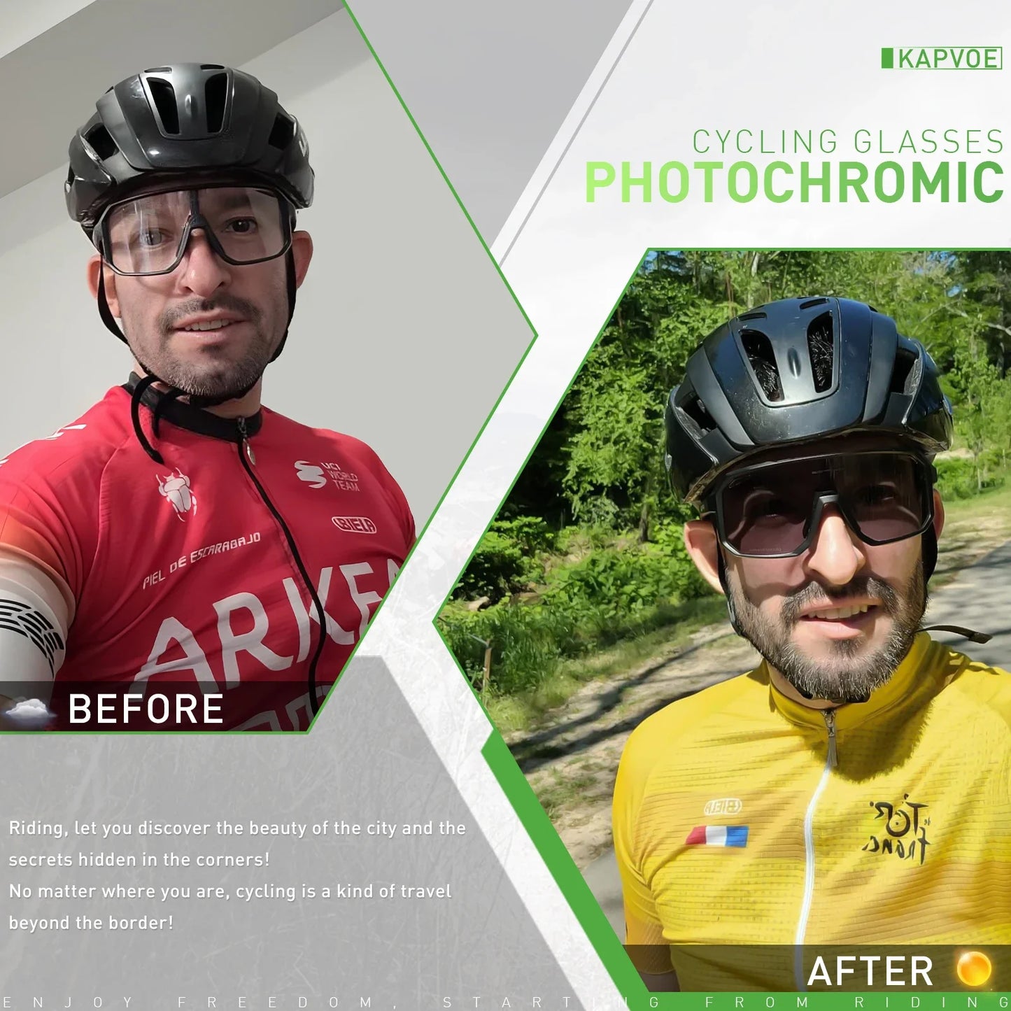 Kapvoe Photochromic Cycling Glasses Men Women Bicycle Glasses MTB Road Bike Eyewear Outdoor Sports Sunglasses Gafas Ciclismo