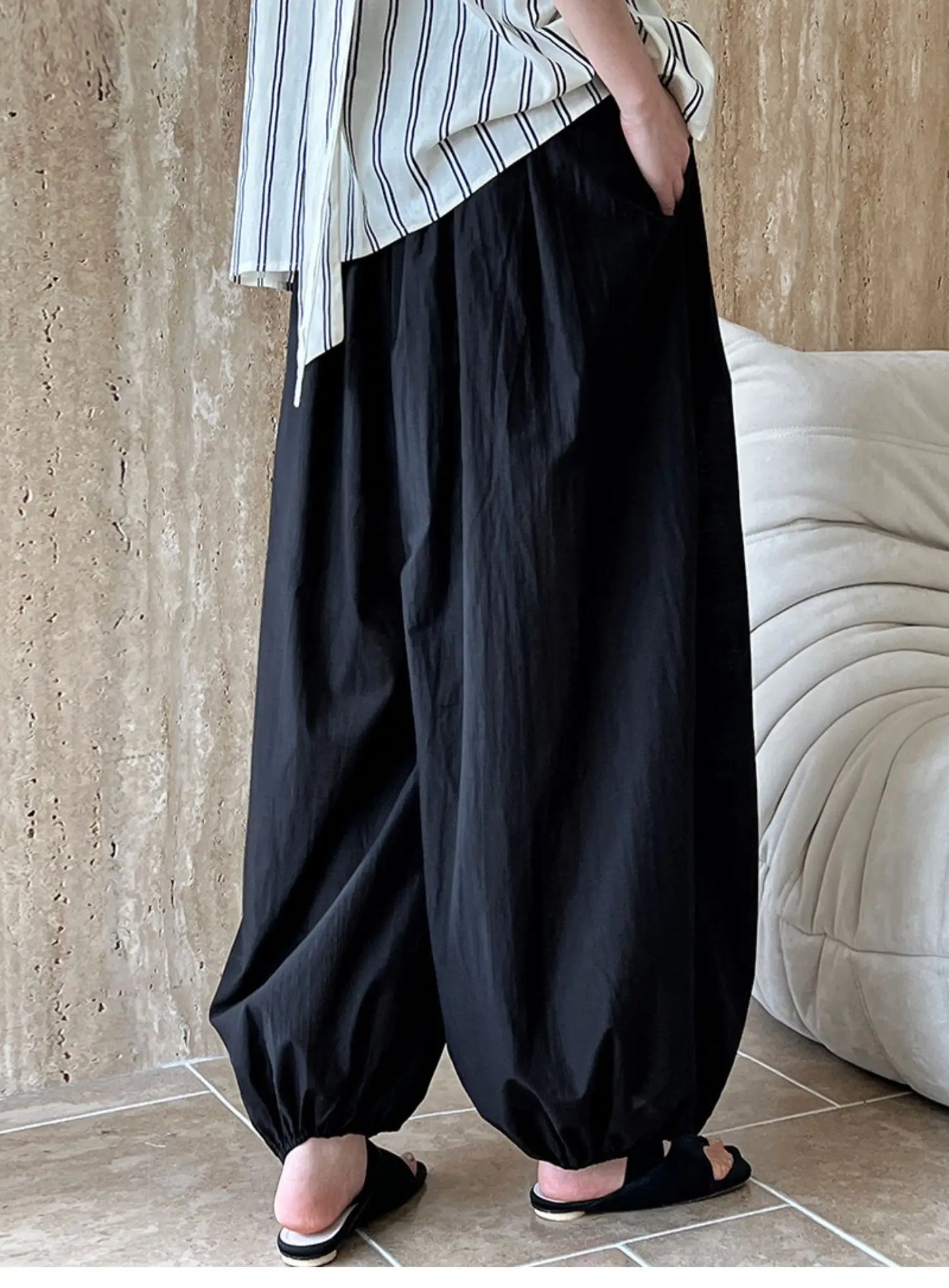 Oversized Bloomers 2025 New Summer Elegant Fashion Women Lantern Pants Casual Loose Breathable Cotton Wide Leg Pants