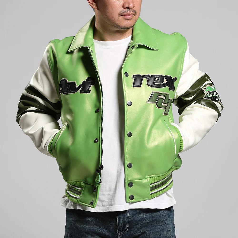 Men's Clothing Genuine Leather Jacket with American Size French Lamb Leather Embroidery Autumn Winter Classic Warm Casual Coat
