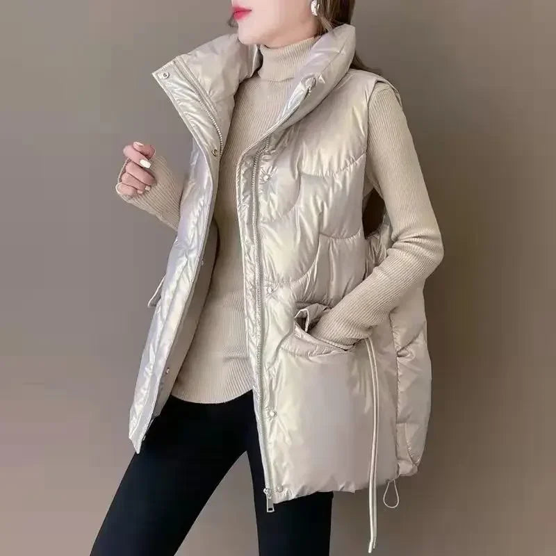 2023 New Down Cotton Vest for Women Autumn Winter Lightweight Vest Casual Loose Jackets Coats Women Fashion Sleeveless Parkas
