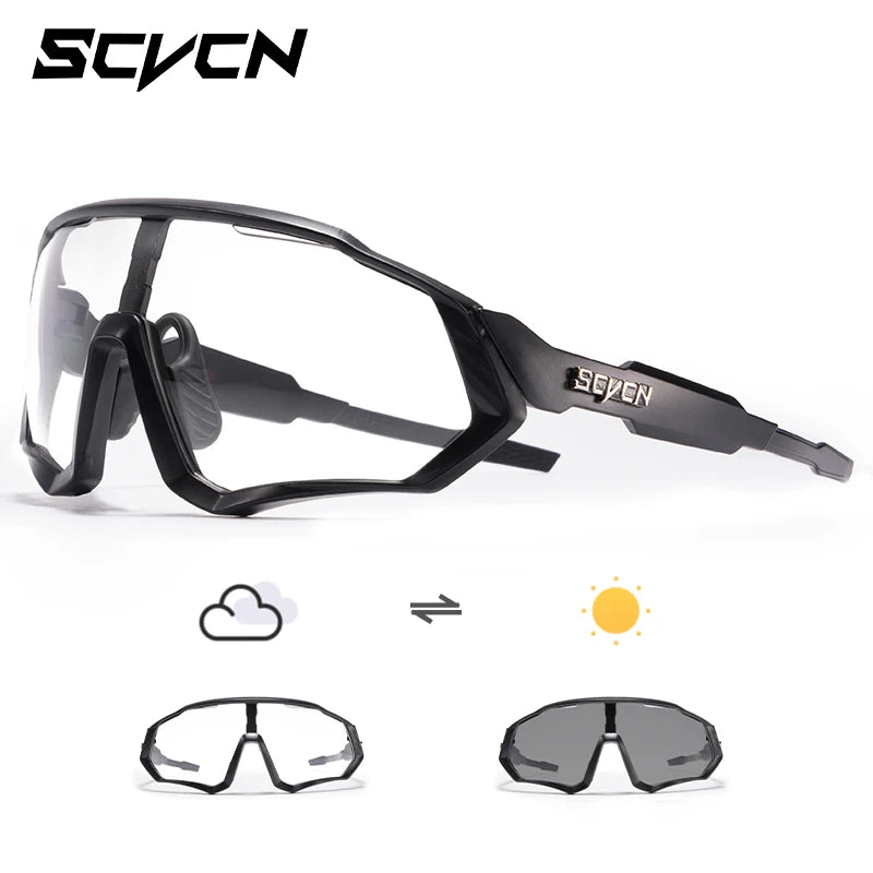 SCVCN Cycling Glasses Road Bike Eyewear Men Sports Eyewear Women Outdoor Goggles UV400 Bicycle Cycling Photochromic Sunglasses