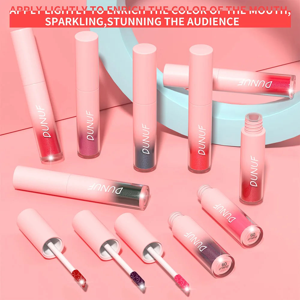 18 Color Sexy Red Diamond Glitter Lip Gloss Metallic Waterproof Long Lasting Matte Shimmer Liquid Lipstick Women Makeup Cosmetic