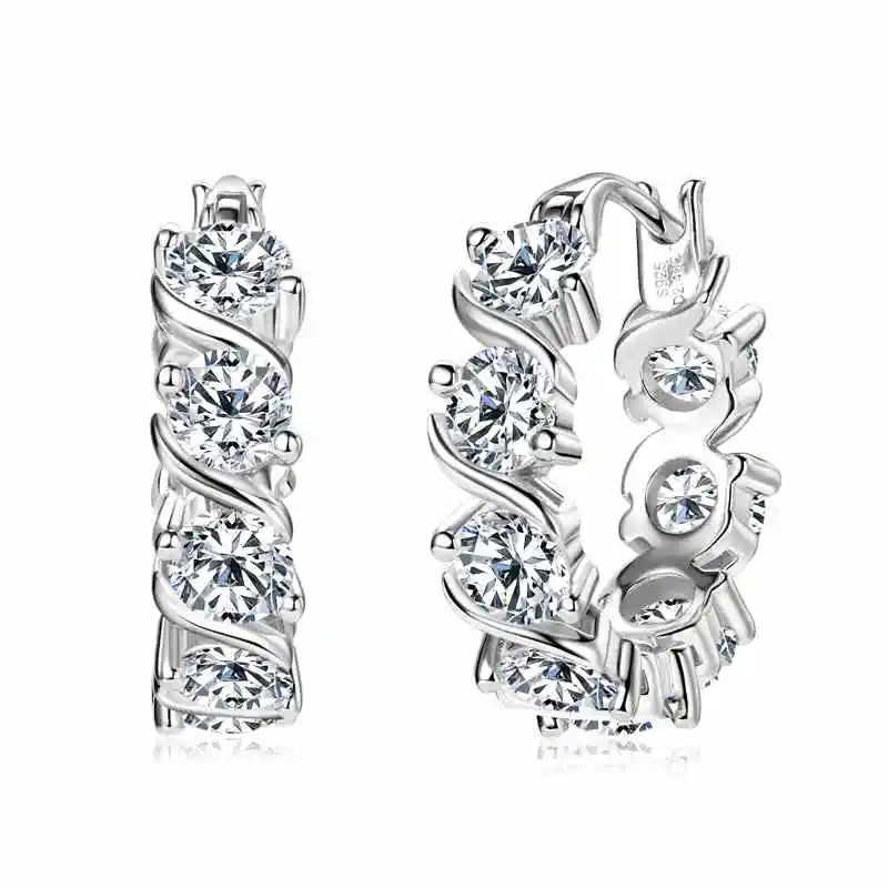 Lnngy 4.8CTTW. Sparkling Round Cut Moissanite Earring For Couples Lovers' Temperament Sparkling Wedding Earrings Jewerly Gift