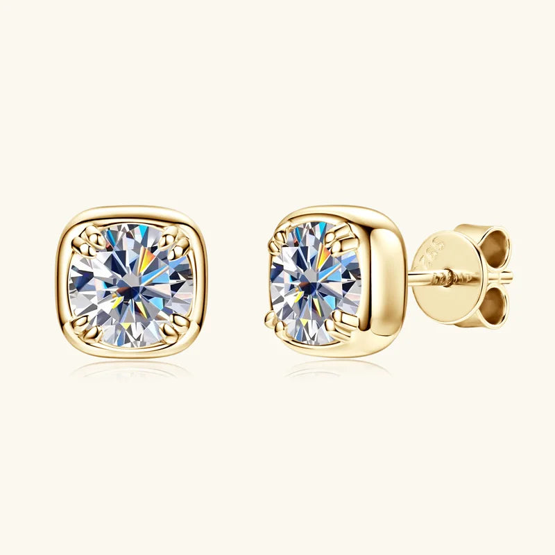Lnngy Sparkling 6.5MM 1CT Moissanite Earrings For Women Certified 925 Sterling Silver Square Shape Stud Earring 2025 New Jewelry