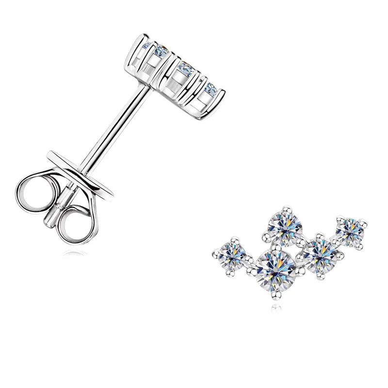 Lnngy GRA Certified Moissanite Stud Earring For Women Original 925 Sterling Silver Irregular Piercing Earring 2025 Hot Jewelry