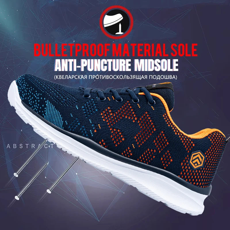 LARNMERN Safety Shoes for Men Puncture Proof Steel Toe Work Shoes Anti-slip Construction Sneakers