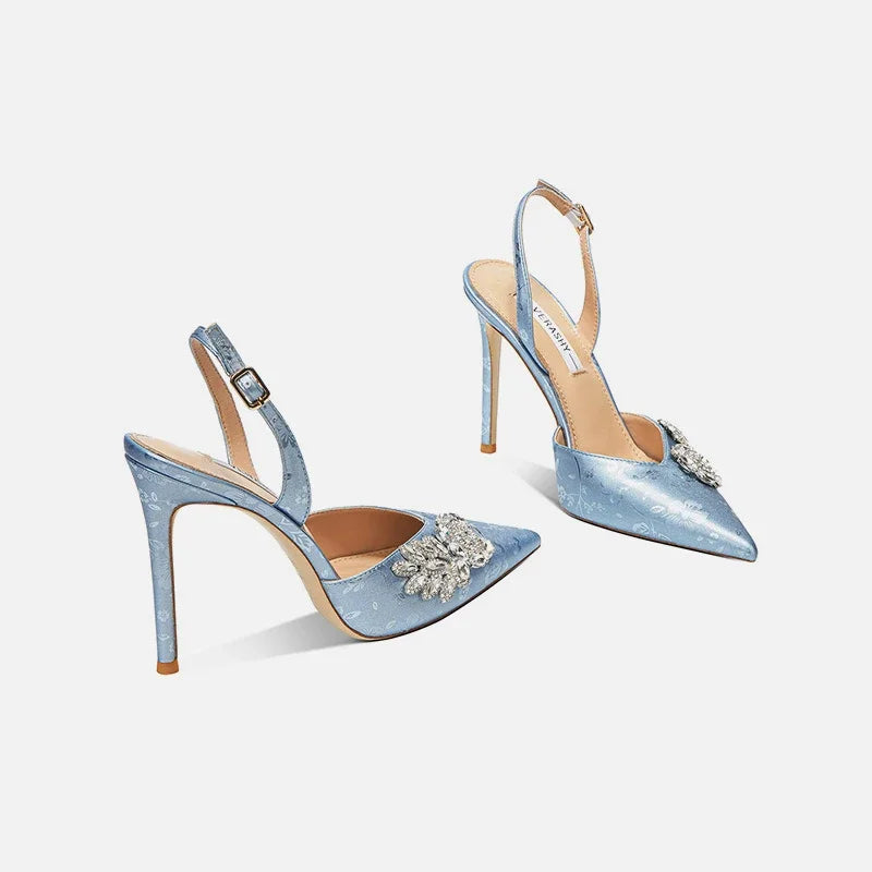 New Green Lady Sandals Fashion Thin Heel Slingback Woman Pumps Sexy Female Dress Party High Heels Shoes