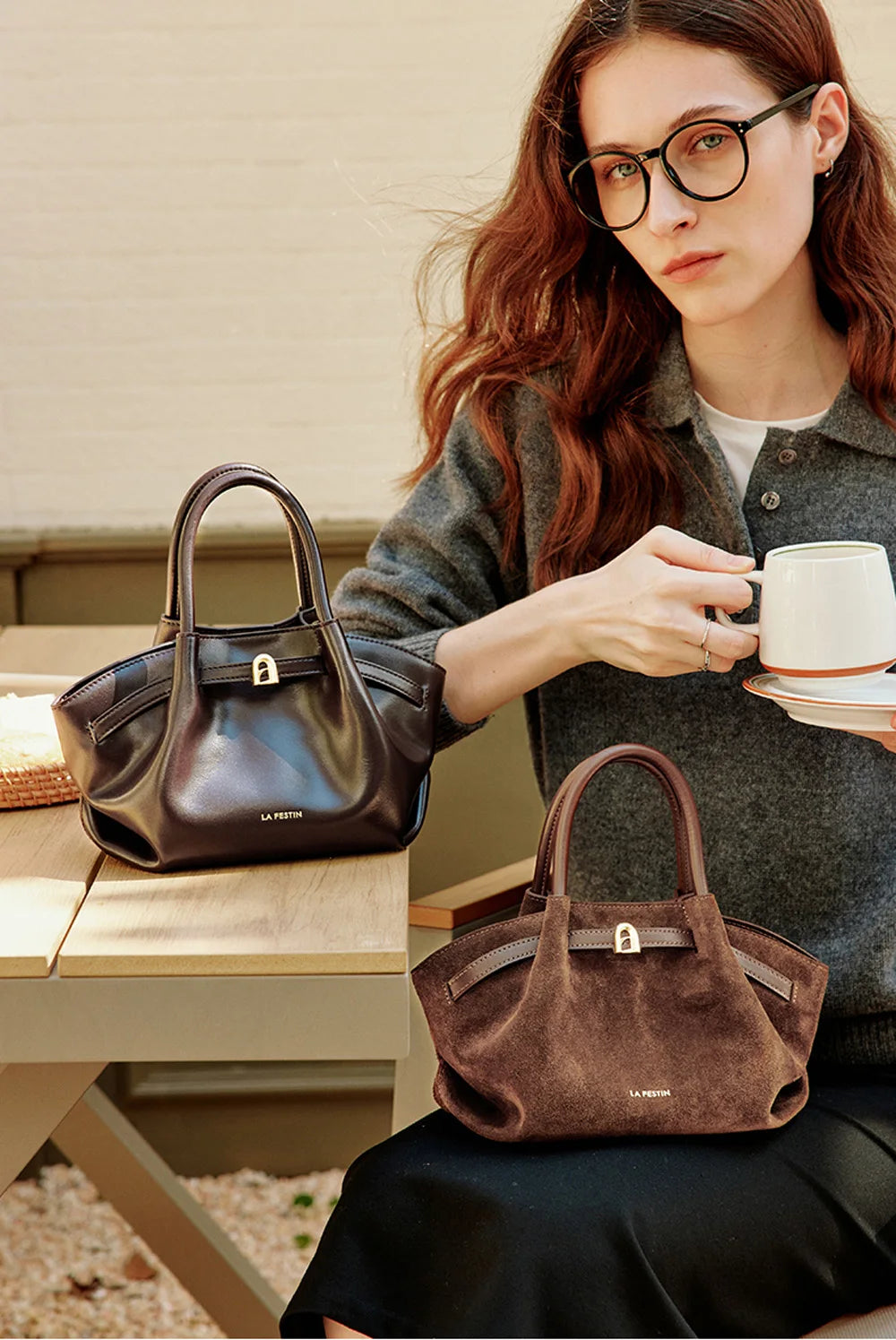 LA FESTIN Leather Bag New Suede Handbag Women's bags Luxury brand Bag Fashion Shoulder Bag Crossbody Bag Bucket Bag small size