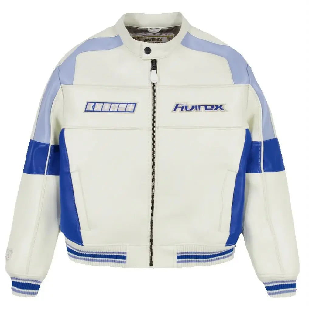 AVIREX Spring New OFF SHORE RACING JACKET European antique sheepskin jacket men's casual embroidered applique art coat tops