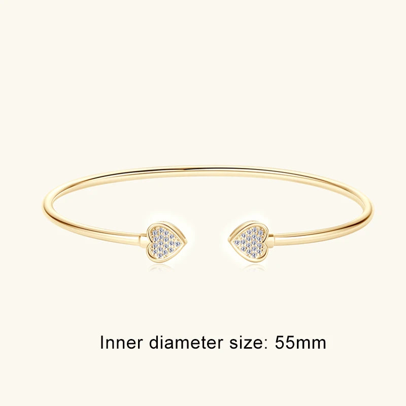 Lnngy Sparkling Moissanite Bracelets For Women Girl Original and Pure 925 Sterling Silver Cuff Bracelet Open Wrist Jewelry Gift