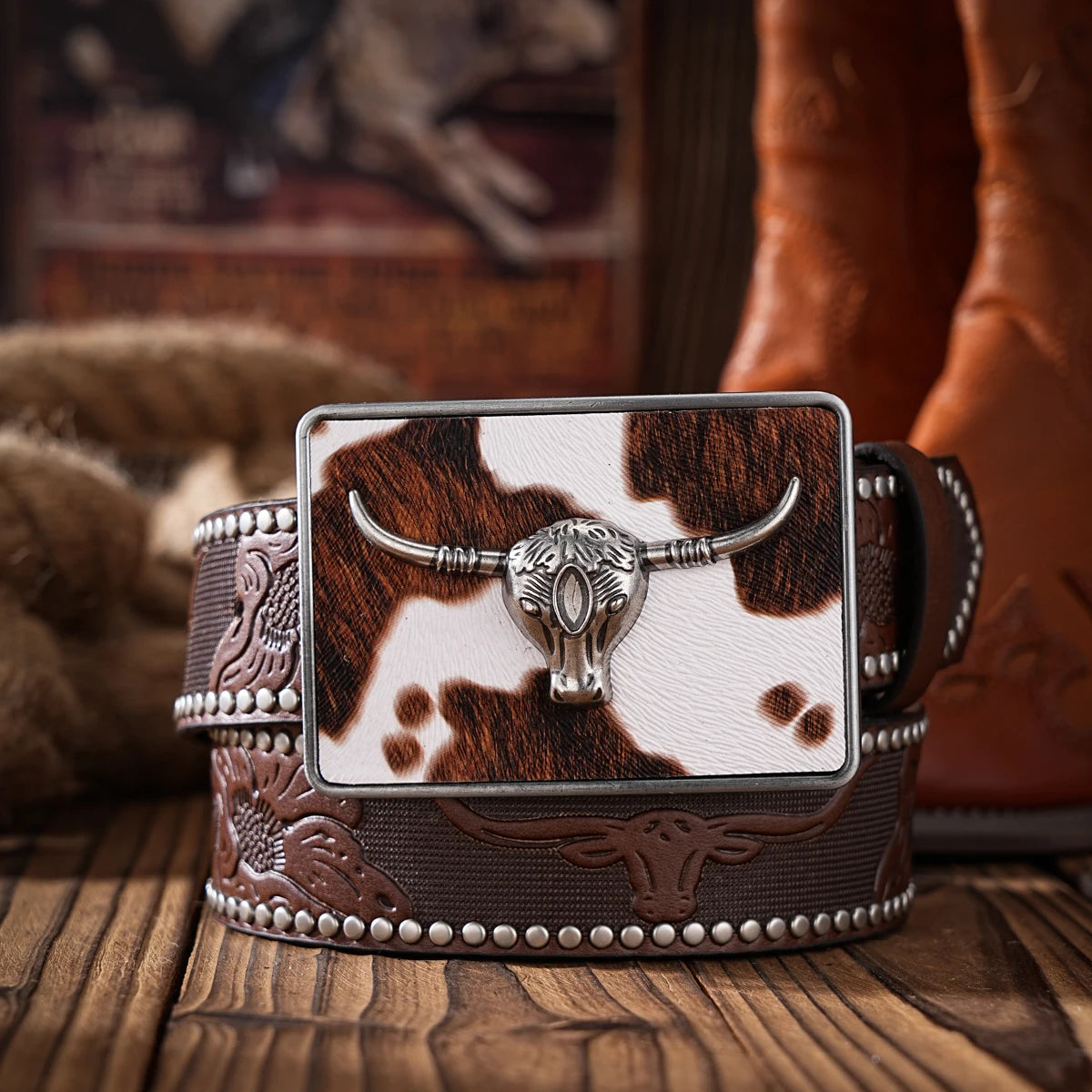 A Western-style PU material belt for both men and women, a casual, retro and classic personalized belt