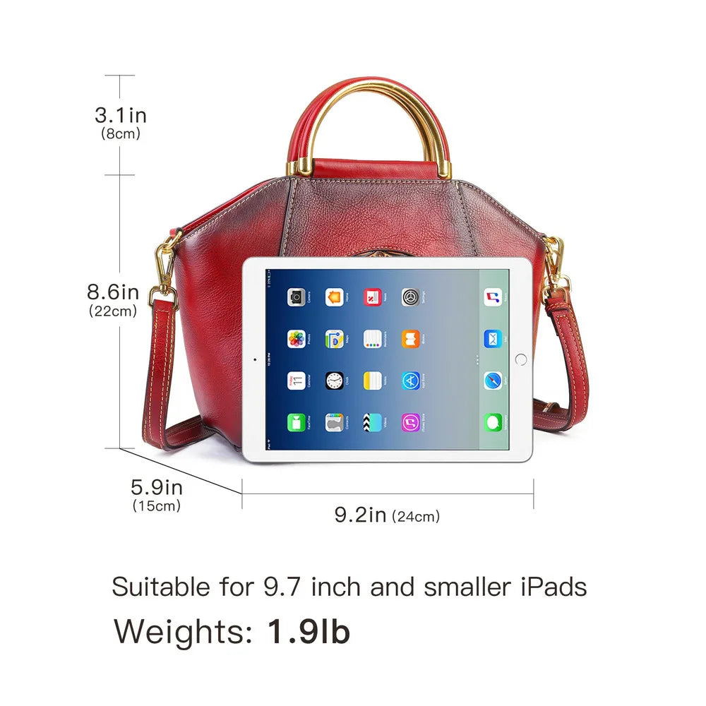 MOTAORA 2025 New Women Genuine Leather Handbags Organizer Retro Vegetable Tanning Leather Vintage Embossing Totem Shoulder Bag