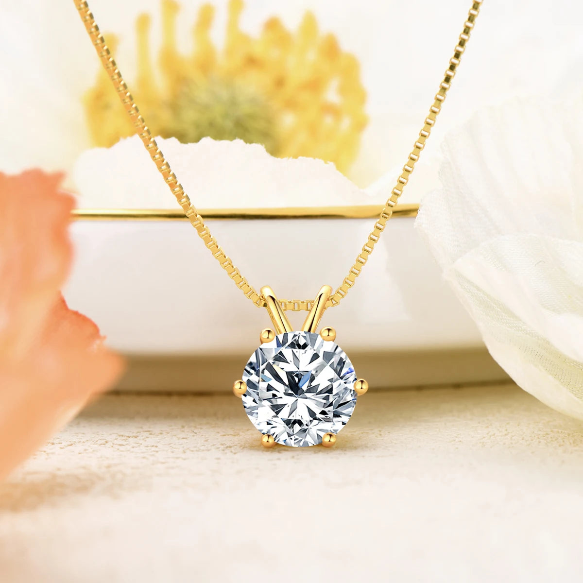 Lnngy 6.5mm 1CT Moissanite Earrings Pendant Necklace Original 925 Sterling Silver Earring For Valentine's Day Jewelry Set Gift